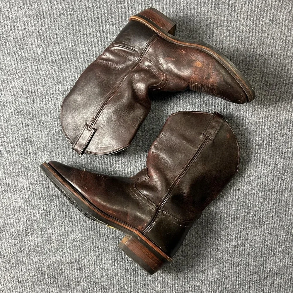 Chippewa Boots Mens Size 11 EE Brown Leather Western Toe Pull On Vibram 20012